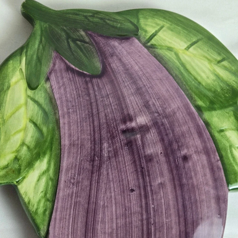 Eggplant Aubergine Ceramic Footed Trivet, 7